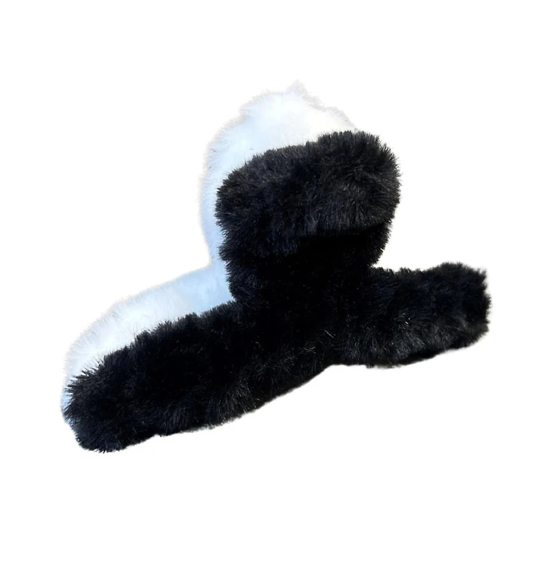 Fuzzy Looped Clip - Black + White