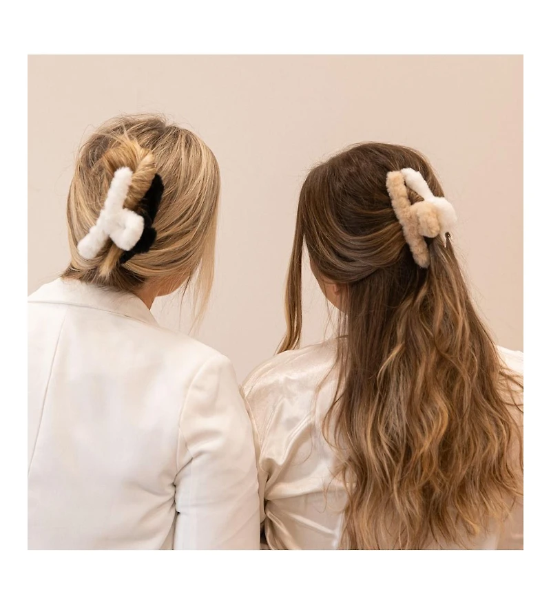 Fuzzy Looped Clip - Black + White