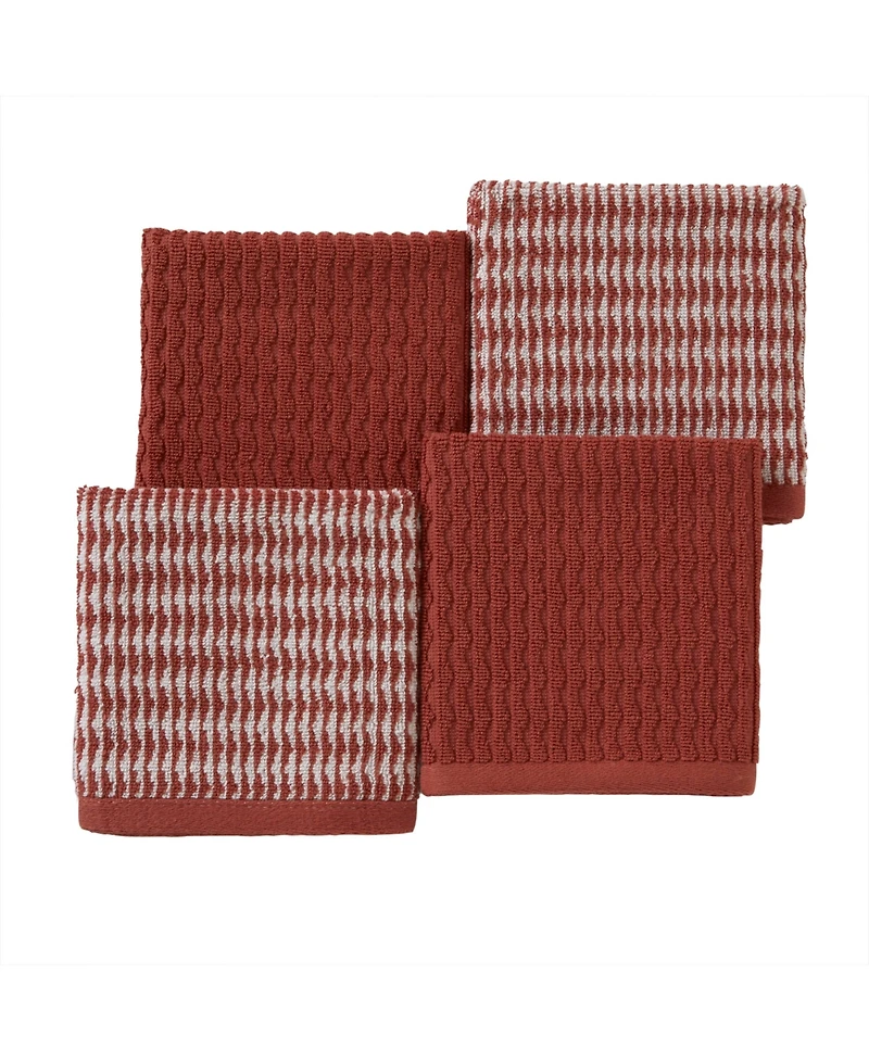 Skl Home Long Borough Turkish Cotton 4 Piece Washcloth Set, 12" x