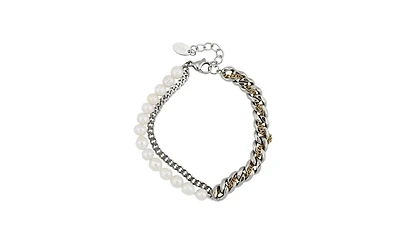 Rebl Jewelry Nour Pearl and Chain Bracelet