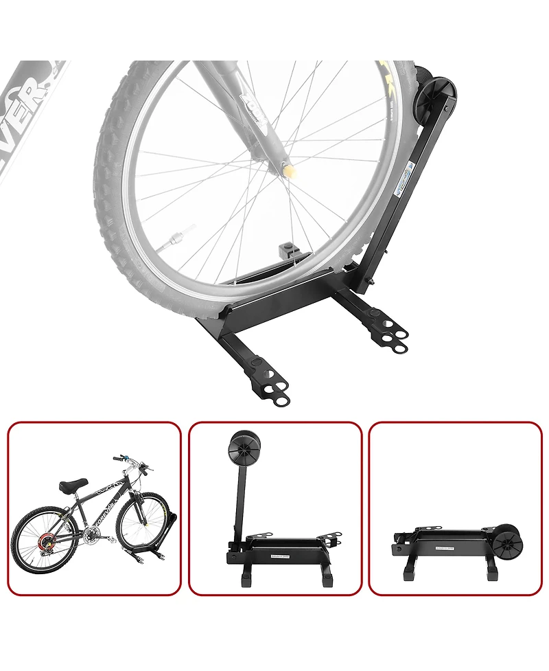 Bike Floor Stand - Foldable Bicycle Rack with Connection Points for Touchless Parking of Multiple Mountain, Road, or Bmx Bikes by Rad Sportz (Black)