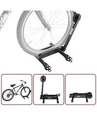 Bike Floor Stand - Foldable Bicycle Rack with Connection Points for Touchless Parking of Multiple Mountain, Road, or Bmx Bikes by Rad Sportz (Black)