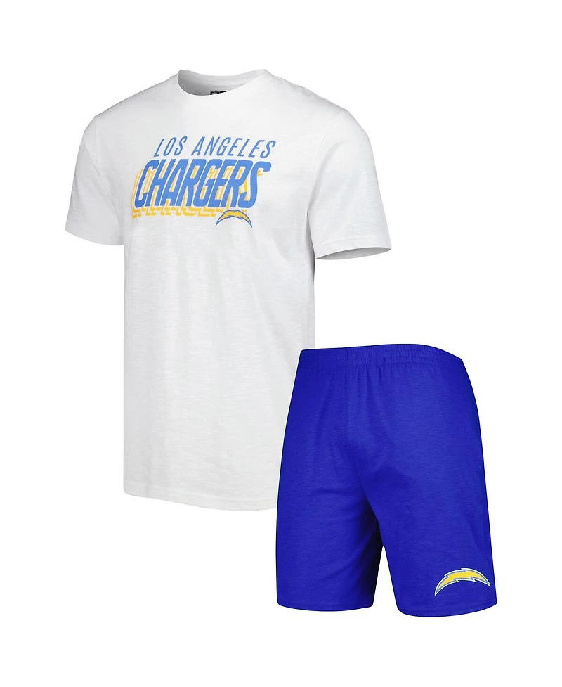 Men's Concepts Sport Royal, White Los Angeles Chargers Downfield T-shirt and Shorts Sleep Set