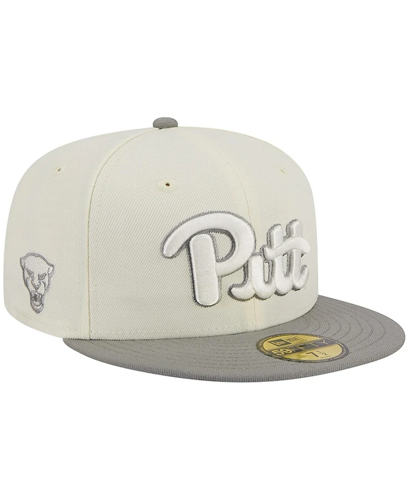Men's New Era Stone, Gray Pitt Panthers Chrome and Concrete 59FIFTY Fitted Hat