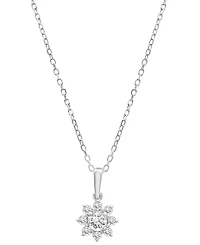 Diamond Star Flower Pendant Necklace (1/3 ct. t.w.) in 14k Gold, 15" + 3" extender