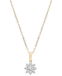 Diamond Star Flower Pendant Necklace (1/3 ct. t.w.) in 14k Gold, 15" + 3" extender