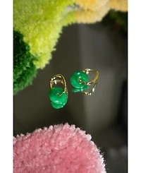 seree Willow — Green jade stone hoop earrings
