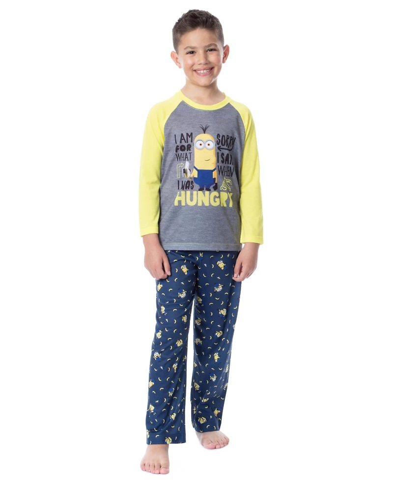 Despicable Me Boys Minions Sorry I Was Hungry Raglan Sleep 2PC Pajama Set