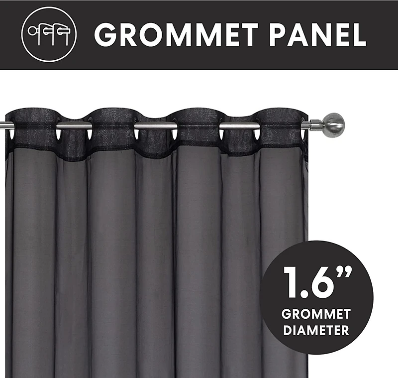 GoodGram Montauk Accents 2 Piece Grommet Top Summery Sheer Voile Window Curtain Panels For Extra Long & Taller Windows