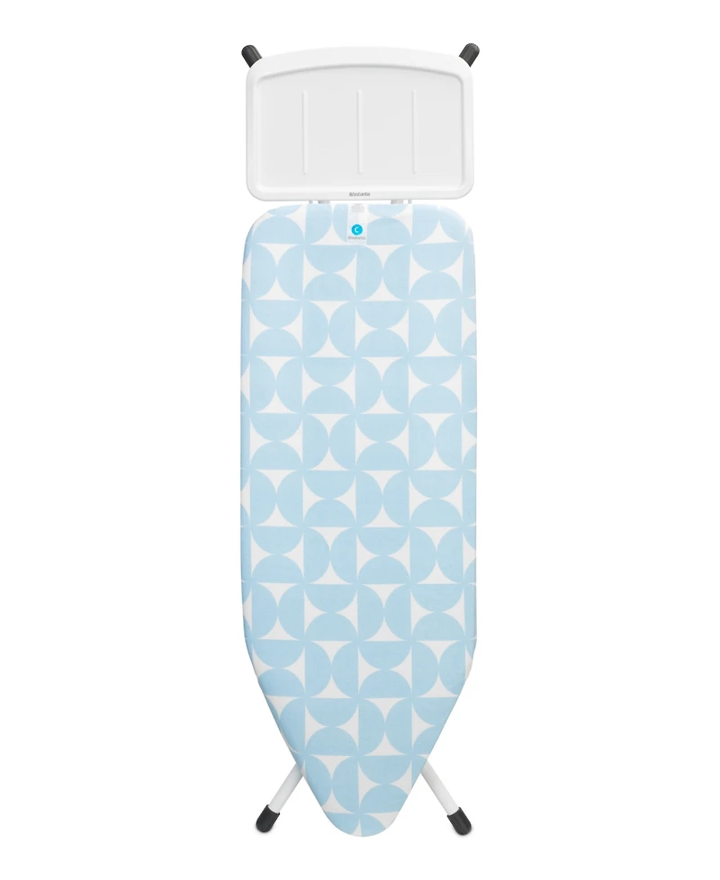 Ironing Board C, 49 x 18", 124 x 45 Centimeter with Solid Steam Unit Holder, 1" 25 Millimeter and White Frame