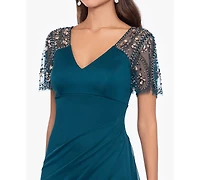 Xscape Beaded-Sleeve Gown