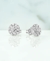 Diamond Flower Burst Stud Earrings (1/10 ct. t.w.) in Sterling Silver, Created for Macy's