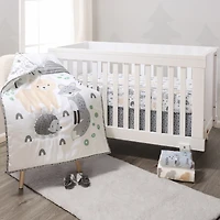 The Peanutshell Grey, Tan and Green Woodscape 5 Piece Crib Bedding Set for Baby Boys or Girls, Nursery Set with Blanket