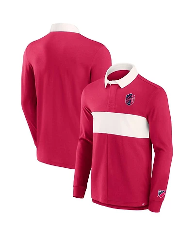 Men's Fanatics Red St. Louis City Sc Penalty Kick Long Sleeve Polo Shirt