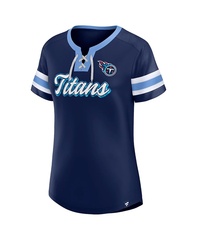 Women's Fanatics Navy Tennessee Titans Original State Lace-Up T-shirt