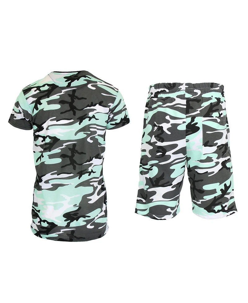 Galaxy By Harvic Men's Camo Short Sleeve T-shirt and Shorts, 2-Piece Set