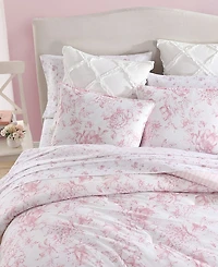 Laura Ashley Delphine Cotton Reversible 3 Piece Comforter Set, Full/Queen