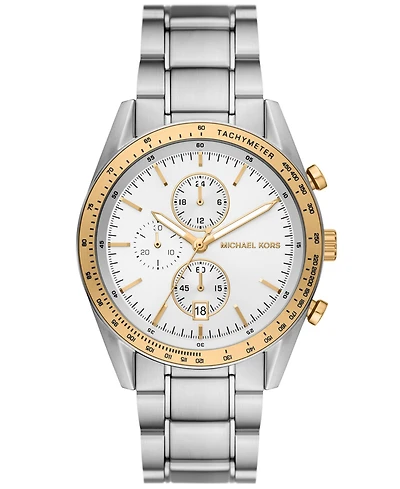 Michael Kors Men's Warren Quartz Chronograph Silver-Tone Stainless Steel Watch 42mm
