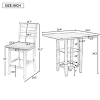 Streamdale Furniture 5-Piece Wooden Counter Height Dining Set With Padded Chairs And Storage Shelving