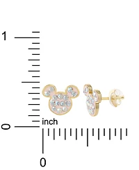 Disney Crystal Mickey Mouse Stud Earrings in 18k Gold-Plated Sterling Silver