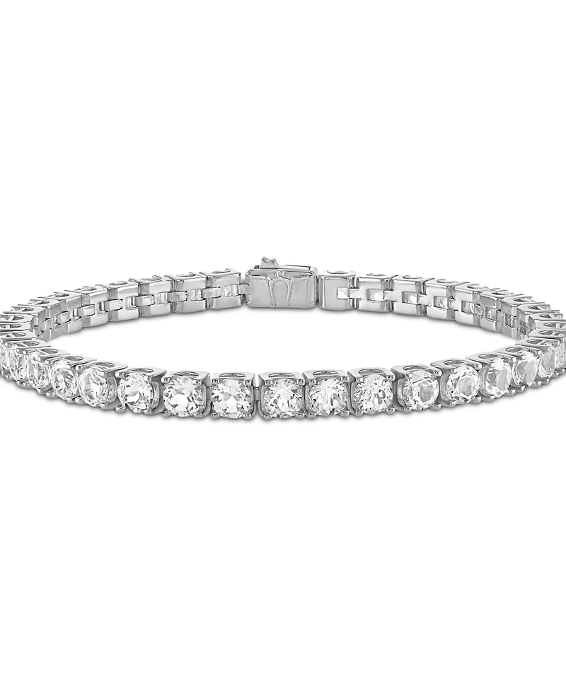 Bulova Men's White Topaz Icon Tennis Bracelet (1/10 ct. t.w.) in Sterling Silver
