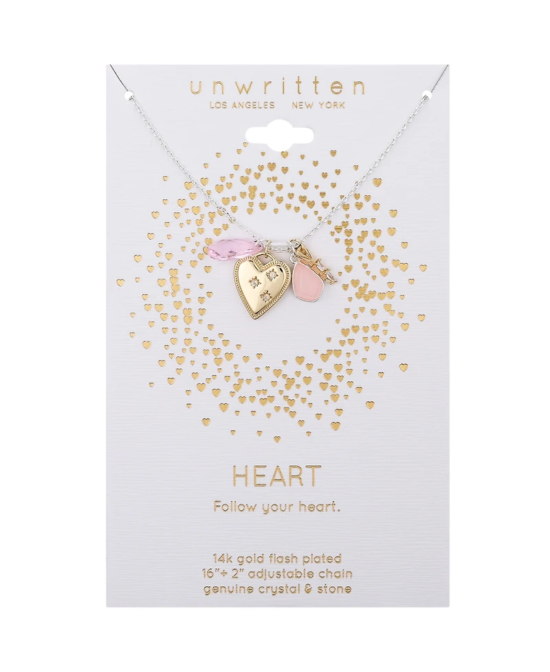 Unwritten Multi Stone Heart and Key Necklace
