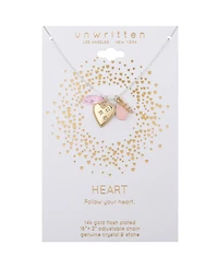 Unwritten Multi Stone Heart and Key Necklace