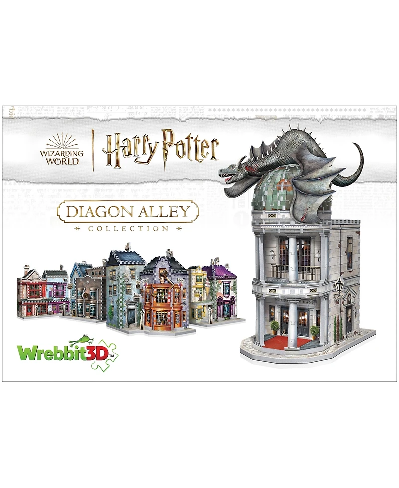 Wrebbit Harry Potter Diagon Alley Collection 4 3D Puzzles Ollivander's Shop, Quidditch Supplies, Madam Malkin's, Weasleys' Wizard Wheezes, 1175 Pieces