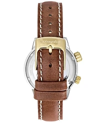 Abingdon Co. Women's Swiss Wasp Tribute Tri-Time Chestnut Leather Strap Watch 33mm