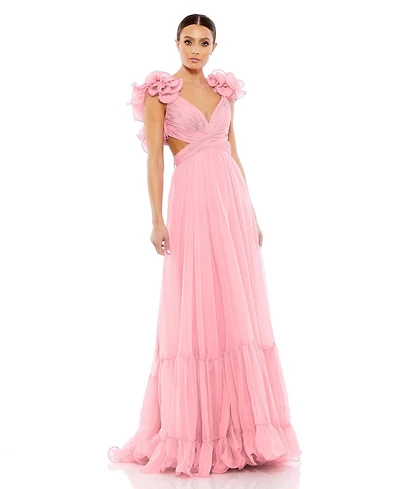 Mac Duggal Women's Ruffle Tiered Cut-Out Chiffon Gown