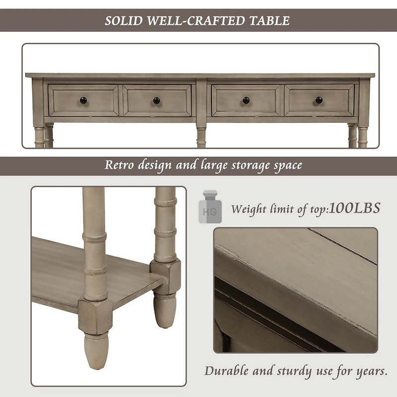 Simplie Fun Console Table Sofa Table Easy Assembly With Two Storage Drawers And Bottom Shelf