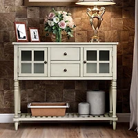 Streamdale Farmhouse Sideboard with Glass and Shelf