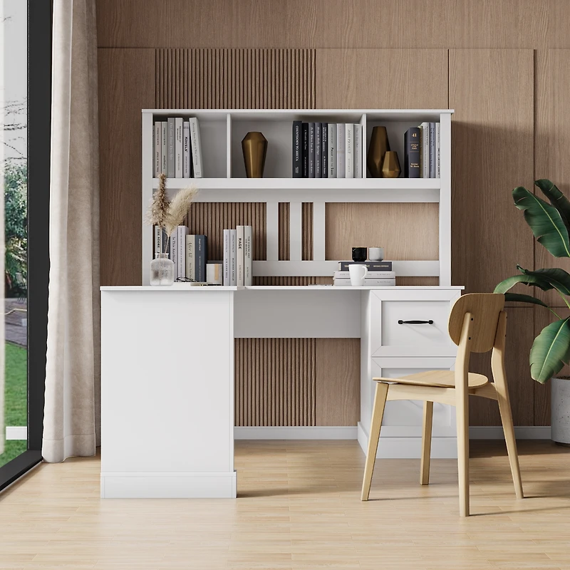Streamdale Home Office Computer Desk With Hutch, Antiqued Finish