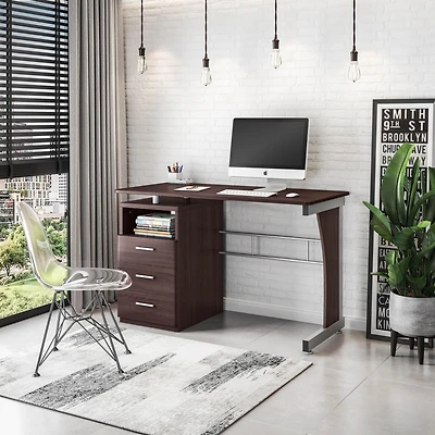 Streamdale Computer Desk With Ample Storage, Chocolate