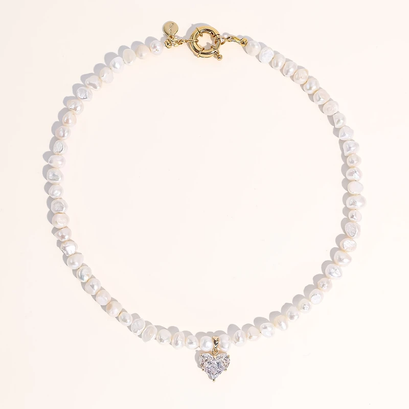 Freshwater Pearls Heart Pendant Lola Necklace 17" For Women