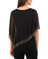 Msk Women's Beaded Overlay Cape Top