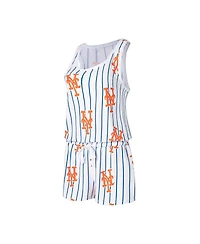 Women's Concepts Sport White New York Mets Reel Pinstripe Knit Romper