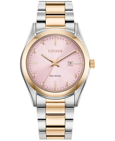 Citizen Eco-Drive Women's Sport Luxury Diamond Accent Two Tone Stainless Steel Bracelet Watch 33mm