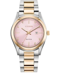 Citizen Eco-Drive Women's Sport Luxury Diamond Accent Two Tone Stainless Steel Bracelet Watch 33mm