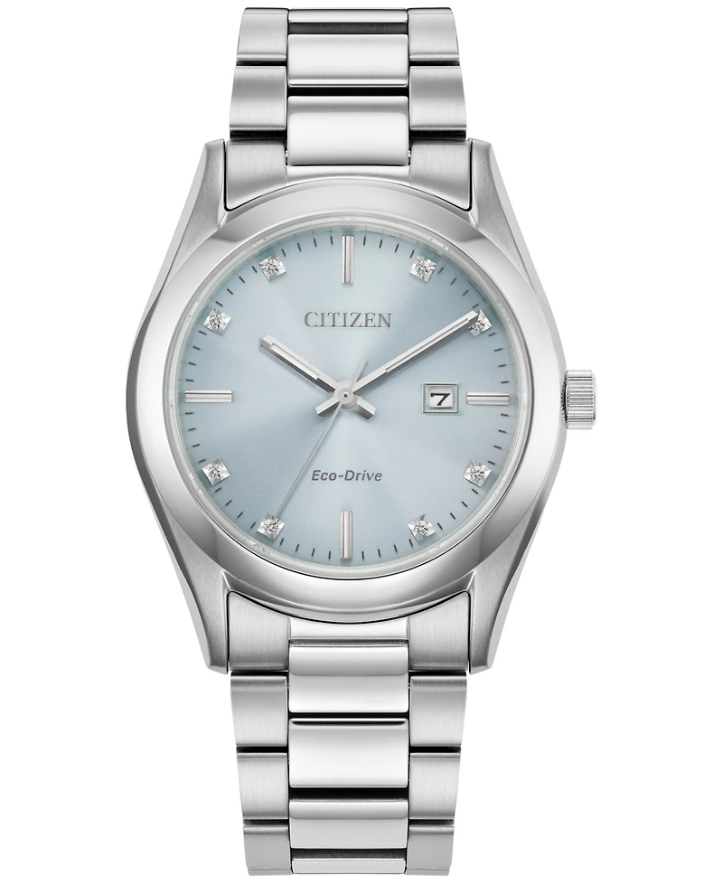 Citizen Eco-Drive Women's Sport Luxury Diamond Accent Stainless Steel Bracelet Watch 33mm