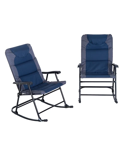 Outsunny 2PC Folding Outdoor Furniture Set, 2 Rocking Chairs,