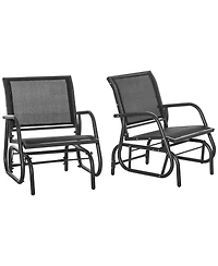 Outsunny Outdoor Glider with Breathable Mesh Fabric Curved Armrests,