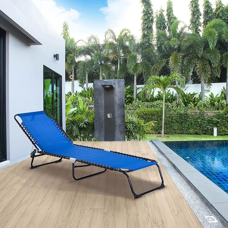 Outsunny Outdoor Folding Chaise Lounge Chair, Portable Lightweight Reclining Garden Sun Lounger with 4-Position Adjustable Backrest for Patio, Deck