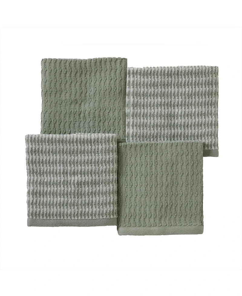 Skl Home Long Borough Turkish Cotton 4 Piece Washcloth Set, 12" x
