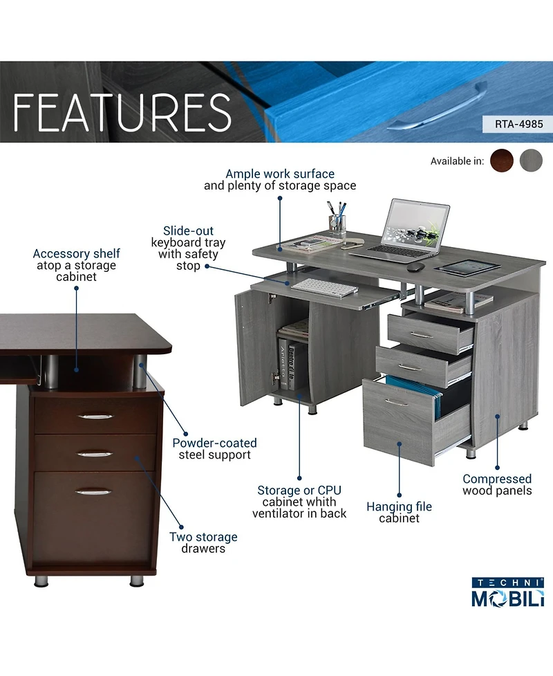 Streamdale Complete Workstation Computer Desk With Storage, Chocolate