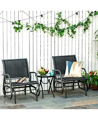 Outsunny Outdoor Glider with Breathable Mesh Fabric Curved Armrests,