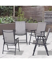 Outsunny Folding Outdoor Patio Chairs Set of Stackable Portable for Deck, Garden