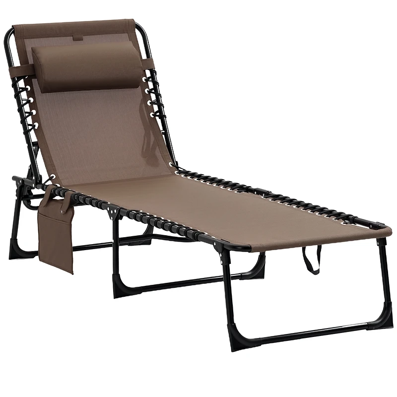 Outsunny Sun Lounger, Folding Chaise Recliner 5-Position Adjustable,
