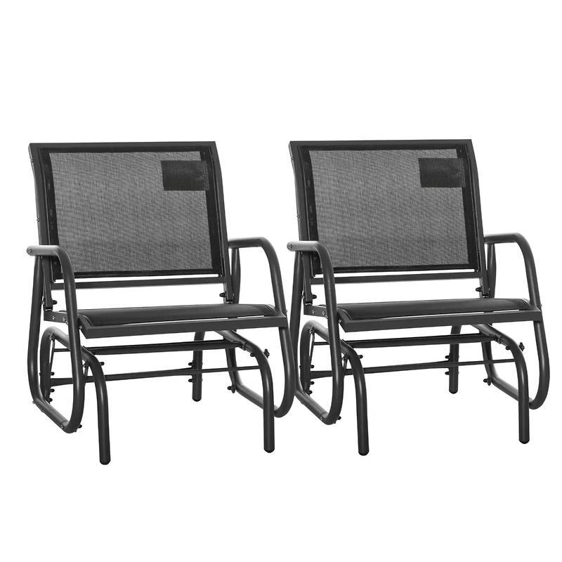 Outsunny Outdoor Glider with Breathable Mesh Fabric Curved Armrests,