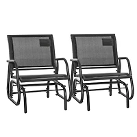 Outsunny Outdoor Glider with Breathable Mesh Fabric Curved Armrests,